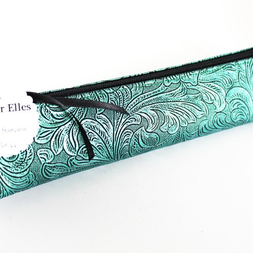 Trousse pour brosse à dents et dentifrice simili verte et noire