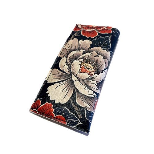 Pilulier simili cuir fleurs