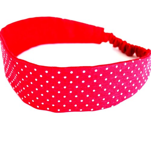 Bandeau cheveux fille à pois rouge et blanc