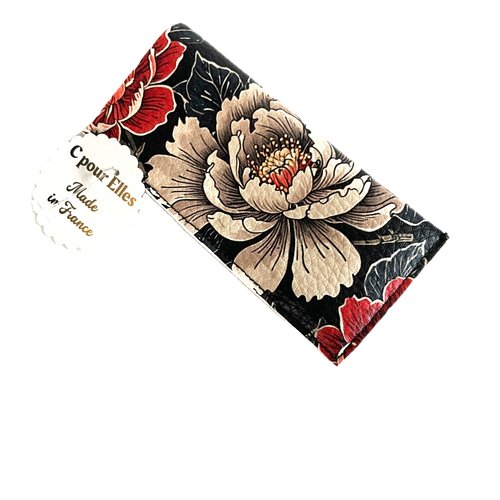 Pilulier simili cuir fleurs