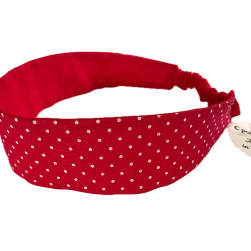 Bandeau cheveux fille à pois rouge et blanc