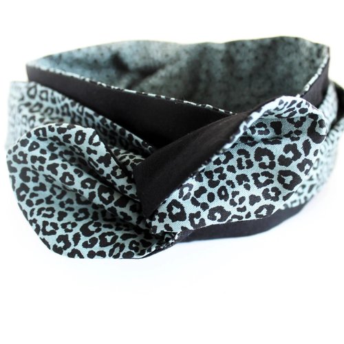 Bandeau rigide long femme léopard vert et noir