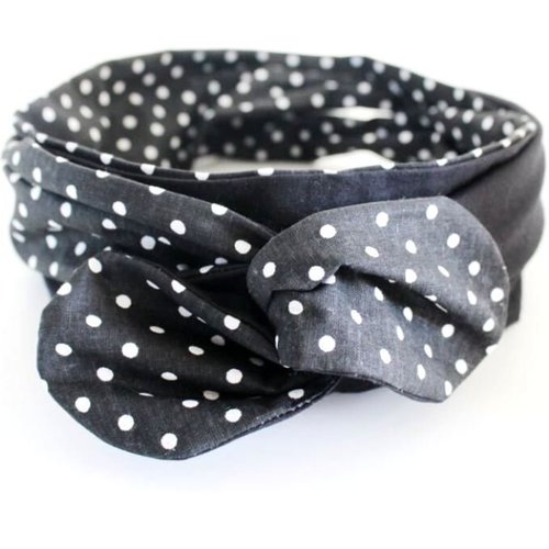 Bandeau cheveux rigide femme à pois noir et blanc