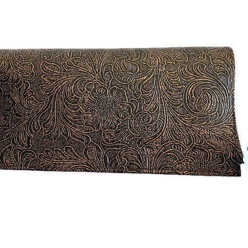 Porte chéquier en simili cuir marron et doré