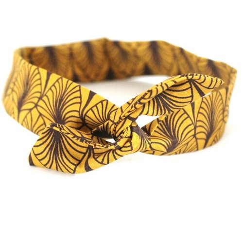 Bandeau rigide femme jaune moutarde et marron