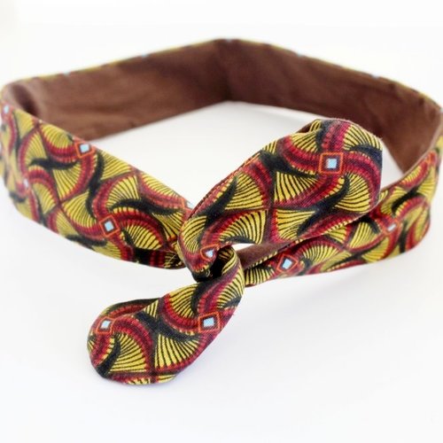 Bandeau rigide femme moutarde et marron