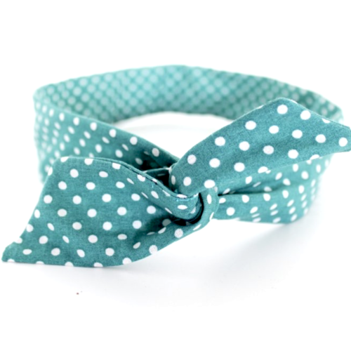 Bandeau rigide femme à pois vert et blanc