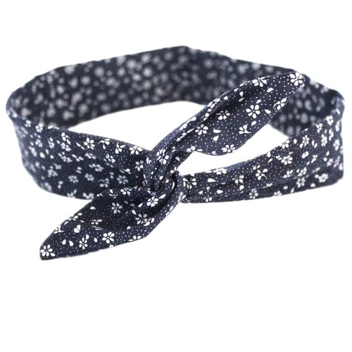 Bandeau rigide femme liberty bleu marine et blanc
