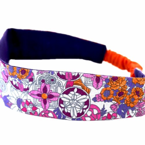 Bandeau cheveux fille liberty mauve et orange