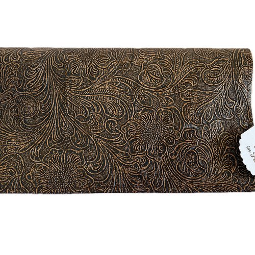 Porte chéquier en simili cuir marron et doré