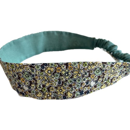 Bandeau cheveux femme liberty marron et vert