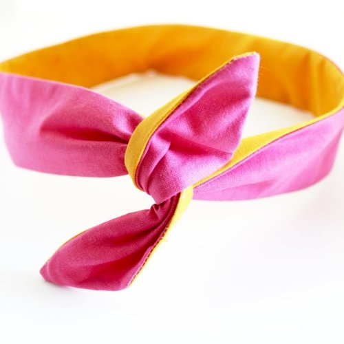 Bandeau cheveux rigide femme orange et rose