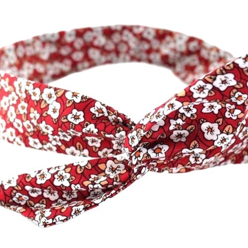 Bandeau rigide femme liberty rouge et blanc