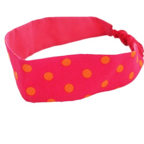 Bandeau cheveux fille à pois rose et orange