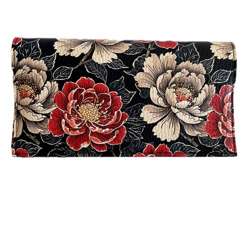 Porte chéquier en simili cuir fleurs multicolores
