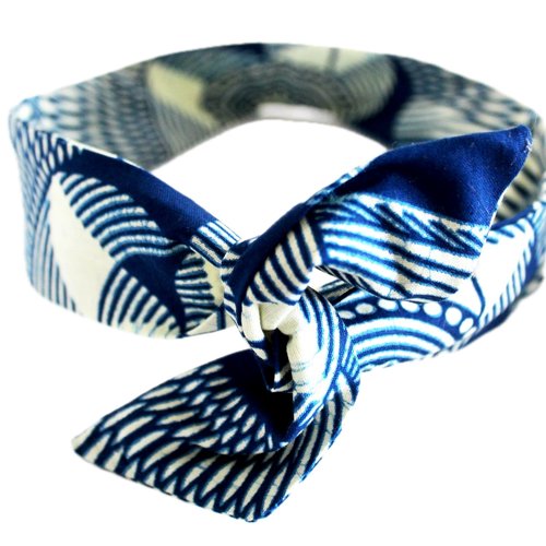 Bandeau rigide wax beige et bleu