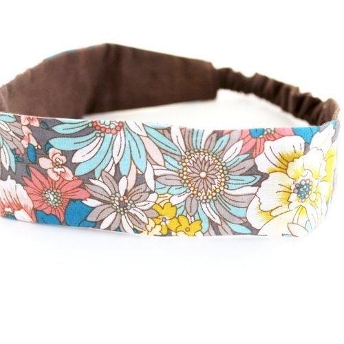 Bandeau fleurs multicolores et marron