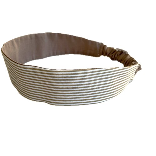 Bandeau cheveux rayé beige et blanc
