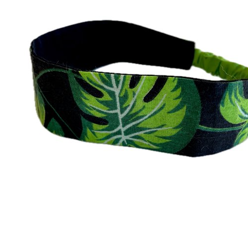 Bandeau cheveux femme tropical noir et vert