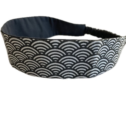 Bandeau cheveux femme éventails gris et blanc