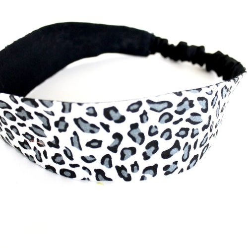 Bandeau cheveux femme léopard gris et blanc