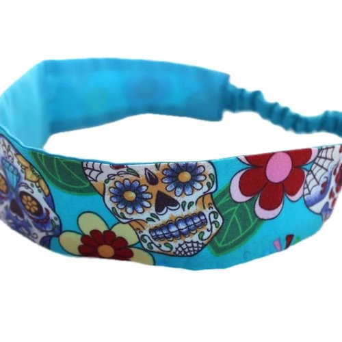 Bandeau cheveux enfant tête de mort turquoise
