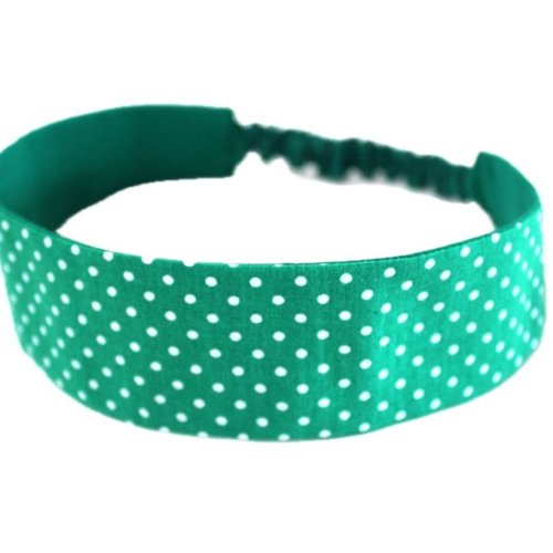 Bandeau cheveux femme pois vert et blanc