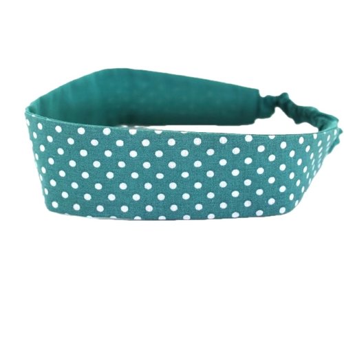 Bandeau cheveux femme pois vert émeraude et blanc