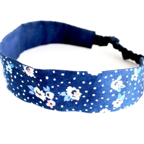 Bandeau cheveux fille fleurs bleu