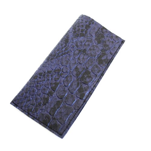 Pilulier femme simili cuir croco bleu et noir