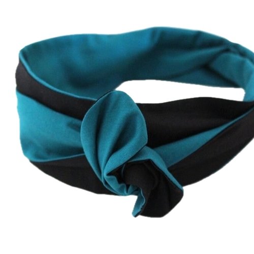 Bandeau rigide long émeraude et noir