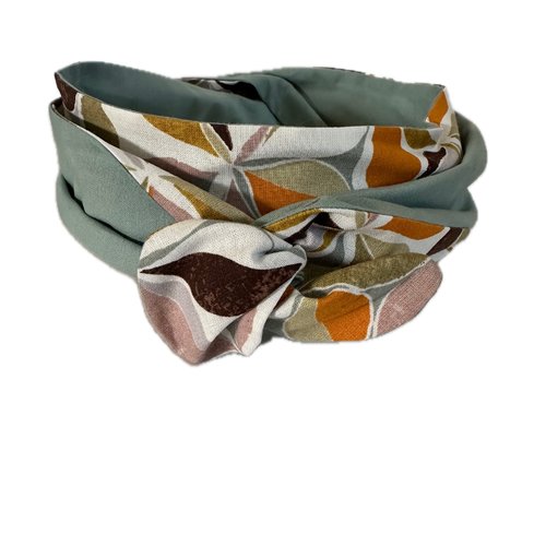 Bandeau cheveux rigide femme multicolore et sauge