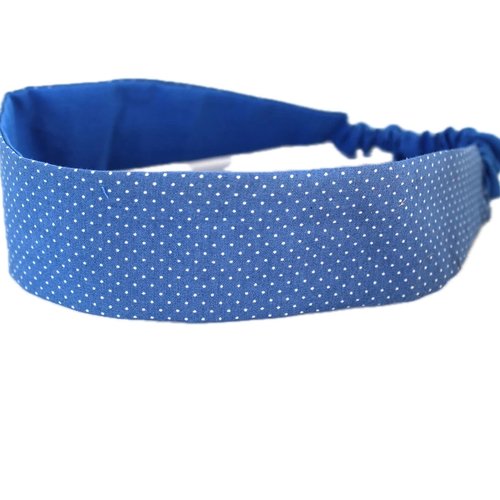 Bandeau fille à pois bleu et blanc