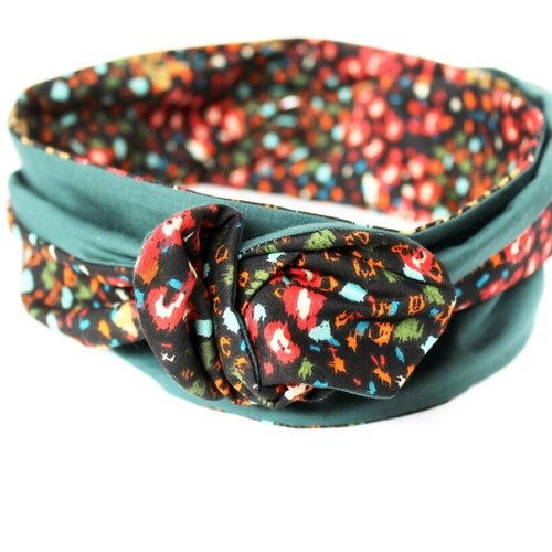 Bandeau cheveux rigide femme multicolore et vert
