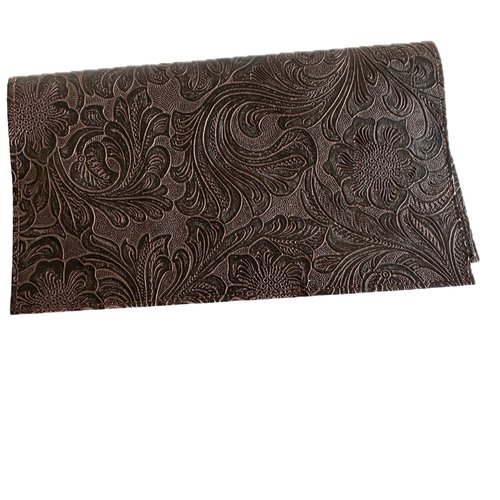 Porte chéquier en simili cuir brun et marron