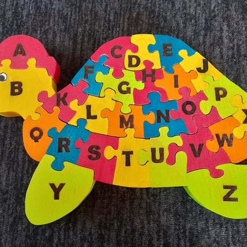 Tortue puzzle hêtre alphabet