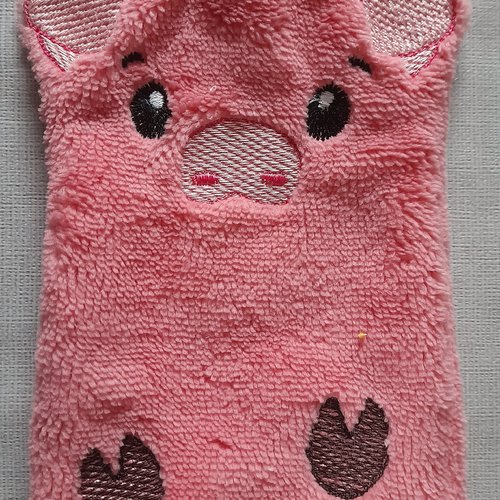 Gant de toilette enfant brodé cochon