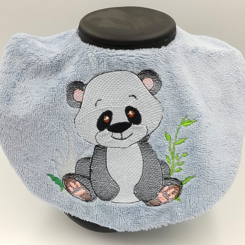 Bavoir  brodé machine "panda" 3-6 mois