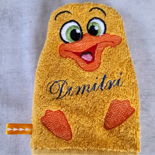 Gant de toilette enfant brodé canard dimitri