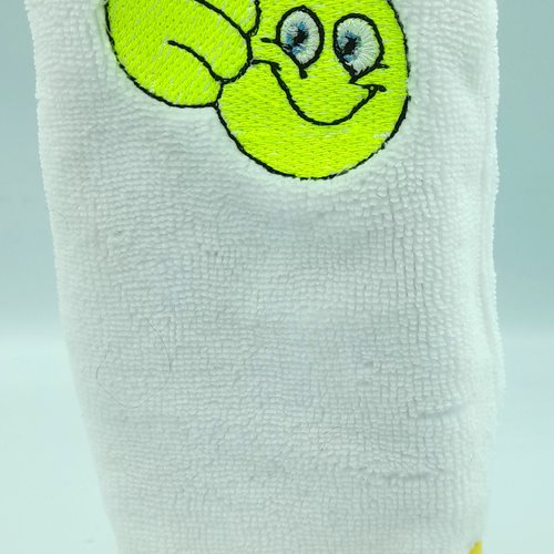 Gant de toilette enfant brodé blanc smiley