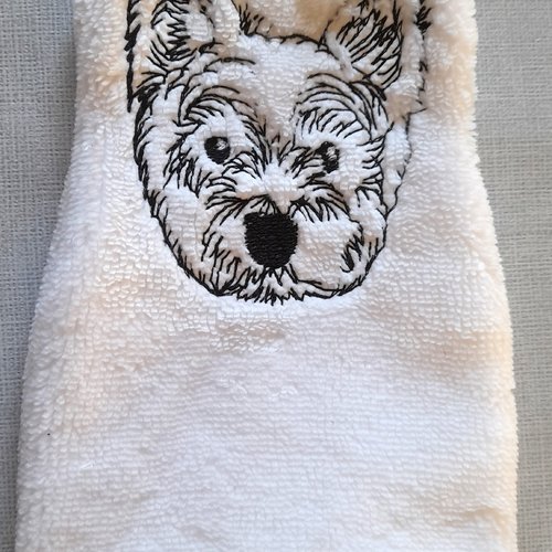 Gant de toilette enfant brodé blanc yorkshire