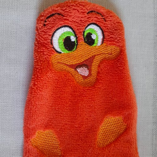 Gant de toilette enfant éponge bambou brodé canard