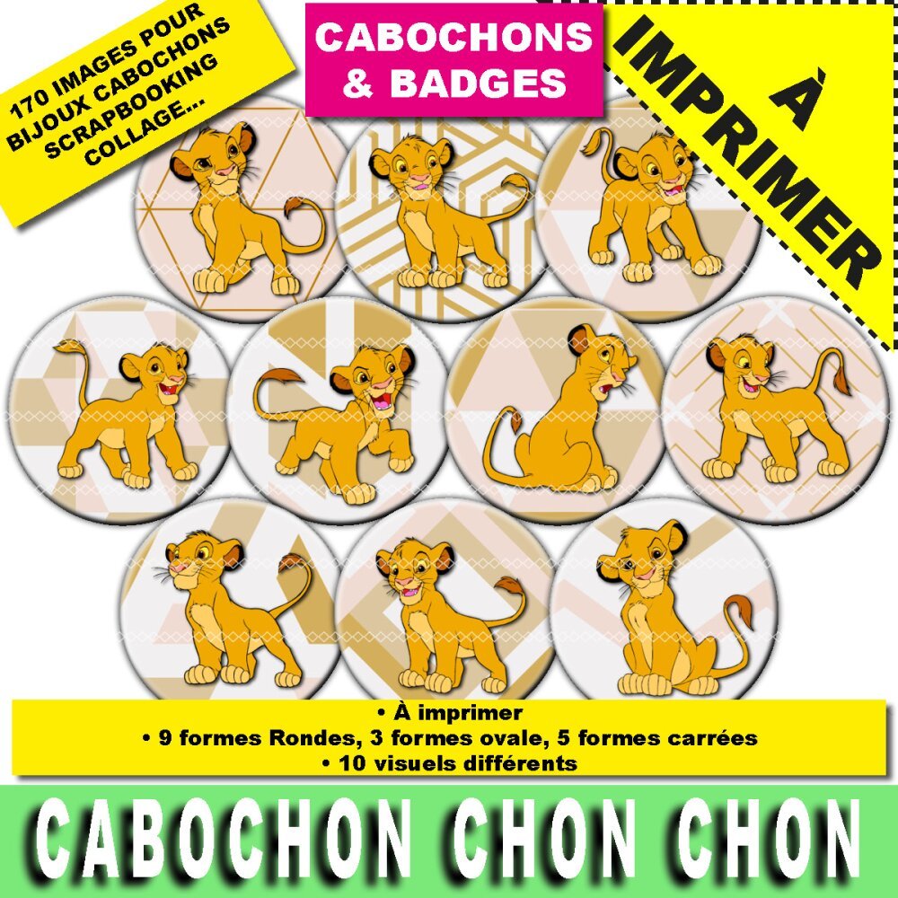 170 Images Cabochon Badge Rond Ovale Carre Le Roi Lion Simba Disney A Telecharger A Imprimer Images Digitales Un Grand Marche