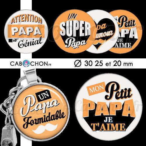 Papa retro lv ☆ 45 images digitales rondes 30 25 et 20 mm super formidable genial vintage page cabochon porte clé badges 