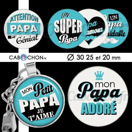 Papa retro lll ☆ 45 images digitales rondes 30 25 et 20 mm super formidable genial vintage page cabochon porte clé badges 