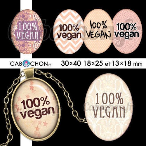 100% vegan ☆ 45 images digitales ovales 30x40 18x25 et 13x18 mm vegetarien bio veggie page cabochons badges bijoux 