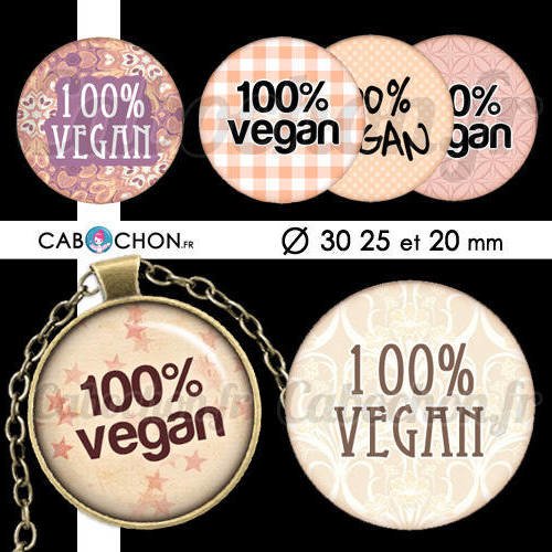 100% vegan ☆ 45 images digitales rondes 30 25 et 20 mm  vegetarien bio veggie page cabochons badges bijoux cabochon 