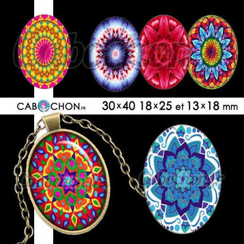 Mandala mania ll ☆ 45 images digitales ovales 30x40 18x25 et 13x18 mm couleur motif indien rosace page cabochon cabochons 