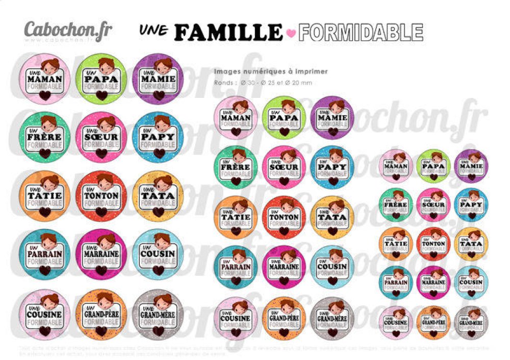 Papy mamie on vous aime ☆ 45 images digitales rondes 30 25 et 20