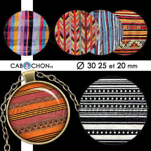 Rayures berbères ☆ 45 images digitales rondes 30 25 et 20 mm rayure rayé stripe tribal motif page cabochon bijoux 